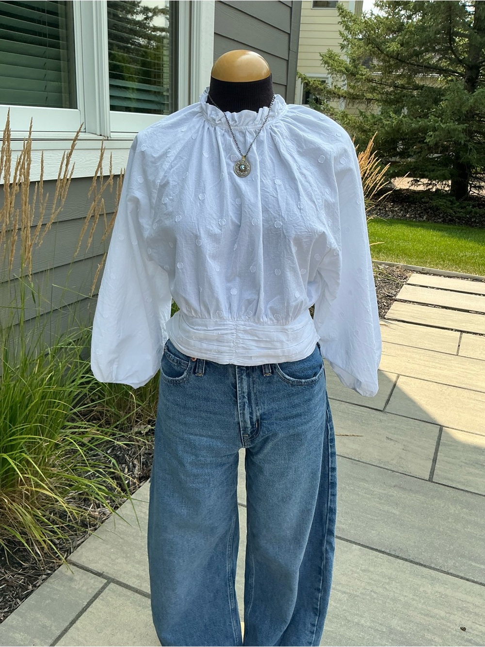 Anthropologie made by Maeve.  Puff-Sleeve Cotton Blouse - Classic Women's Top